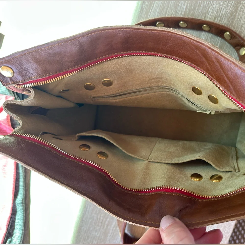 RARE NWOT Hammitt Cognac Real Leather Brentwood Satchel Handbag with Gold Studs - Picture 8 of 9